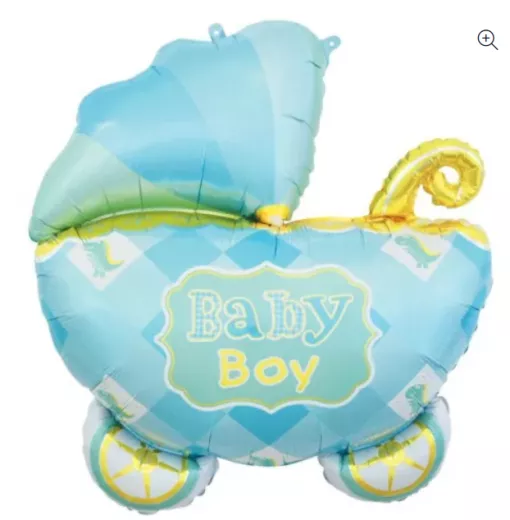Blauer Kinderwagen Baby Boy Folienballon
