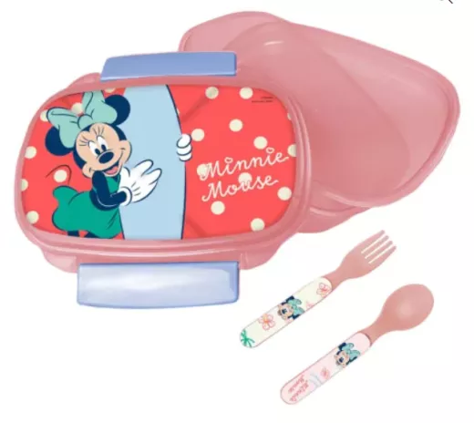 Disney Minnie Brotdose + Besteck-Set 18 x 12 x 6 cm