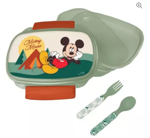 Disney Mickey Brotdose + Besteck-Set 18 x 12 x 6 cm