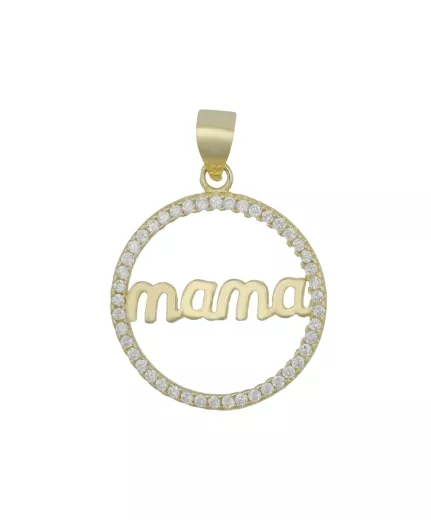 Runder Anhänger für Mama´s mit Zirkonia besetzt in 925 Sterlingsilber