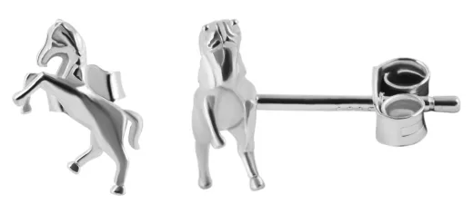 Echt Silber Mädchen-Ohrstecker Sabrina, Pferdemotiv, 925/rhodiniert