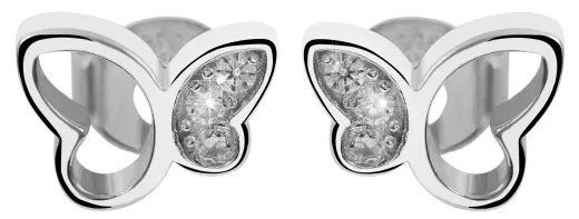 Senja 925/- Echt Silber Ohrstecker, Schmetterling, Zirkoniabesatz, silberfarben rhodiniert