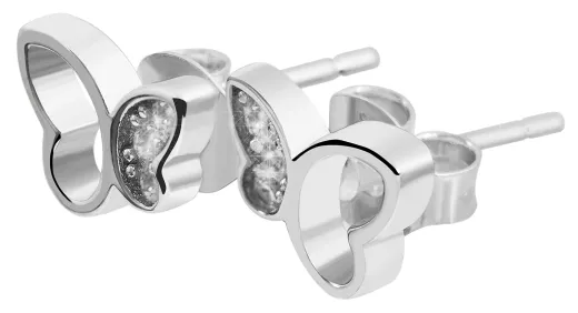 Senja 925/- Echt Silber Ohrstecker, Schmetterling, Zirkoniabesatz, silberfarben rhodiniert