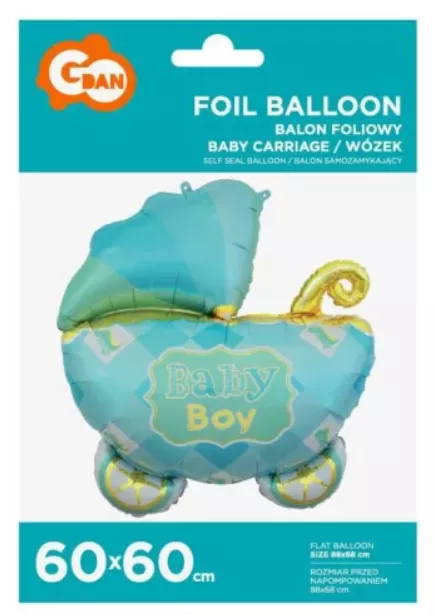 Blauer Kinderwagen Baby Boy Folienballon