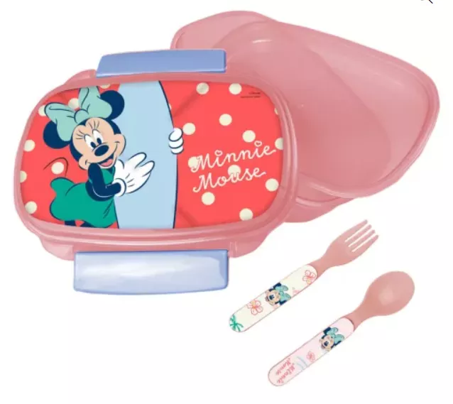 Disney Minnie Brotdose + Besteck-Set 18 x 12 x 6 cm