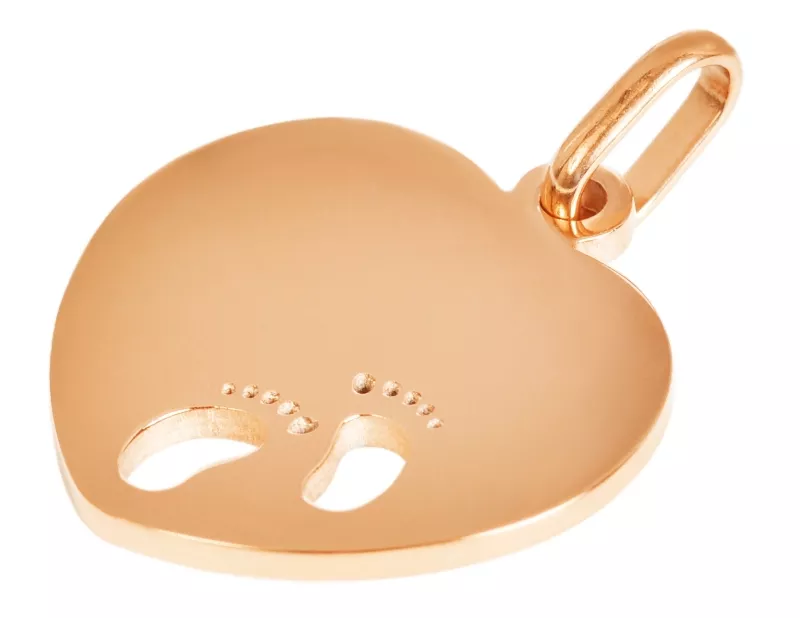 Edelstahlanhänger als Gravurplatte in Herz form mit Babyfüße
