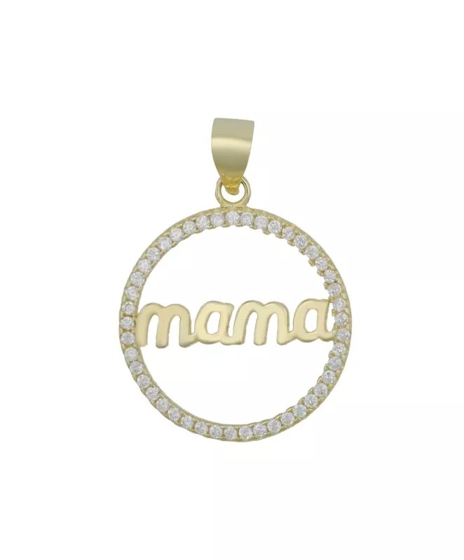 Runder Anhänger für Mama´s mit Zirkonia besetzt in 925 Sterlingsilber