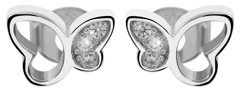 Senja 925/- Echt Silber Ohrstecker, Schmetterling, Zirkoniabesatz, silberfarben rhodiniert