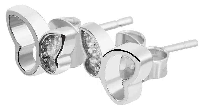 Senja 925/- Echt Silber Ohrstecker, Schmetterling, Zirkoniabesatz, silberfarben rhodiniert