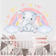 Regenbogen Elefant Wandtattoo