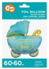 Blauer Kinderwagen Baby Boy Folienballon
