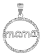 Runder Anhänger für Mama´s mit Zirkonia besetzt in 925 Sterlingsilber