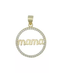 Runder Anhänger für Mama´s mit Zirkonia besetzt in 925 Sterlingsilber