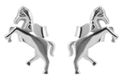 Echt Silber Mädchen-Ohrstecker Sabrina, Pferdemotiv, 925/rhodiniert