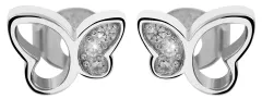 Senja 925/- Echt Silber Ohrstecker, Schmetterling, Zirkoniabesatz, silberfarben rhodiniert